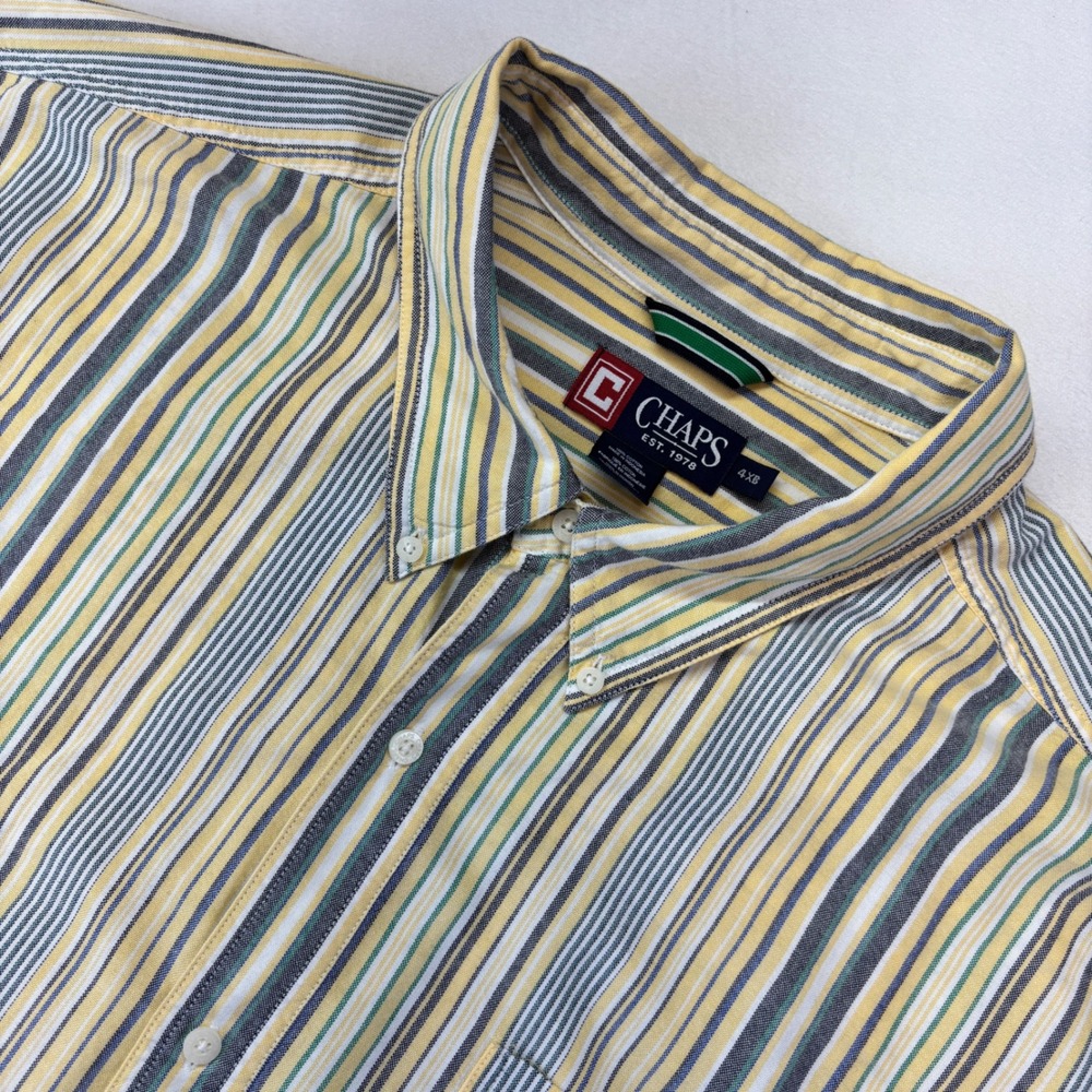 Chaps Mens 4XL Striped Button Down Shirt Long Sleeve Casual Cotton